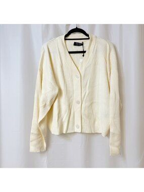 Brunette The Label Best Friend Ribbed Cardigan Cream 2XL/3XL NWT